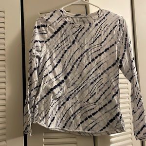 Blue and white large tye dye long sleeve shirt